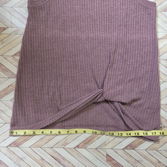 MIHOLL Women's Waffle Knit Tank Top Mauve Purple Sleeveless Knot Front Shirt S - Picture 12 of 13